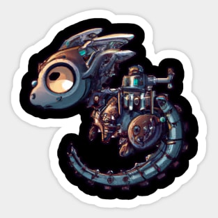 Steampunk Kawaii Dragon Robot Sticker